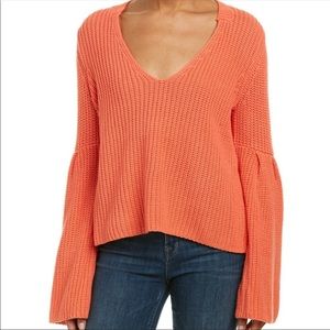 Free People knit chunky v neck orange sweater